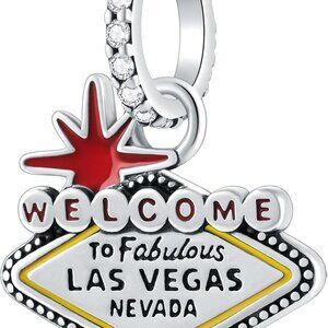 Sterling Silver Vegas Landmark Charm Fit Pandora Bracelets Travel Gifts